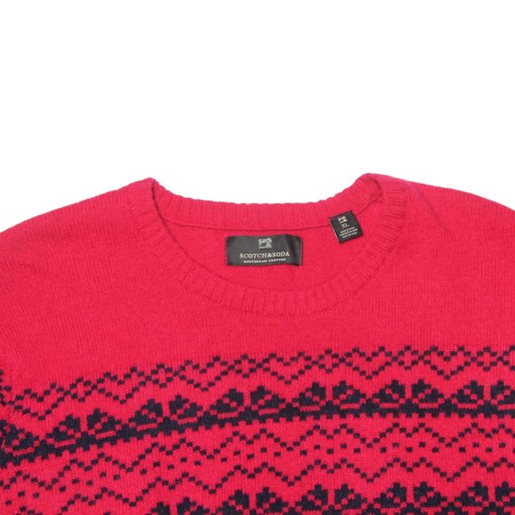 Scotch & Soda Crewneck Sweater Red Black Men's Slim XL - Picture 2 of 3